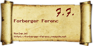 Forberger Ferenc névjegykártya